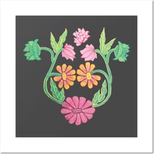 painted flower pattern Posters and Art